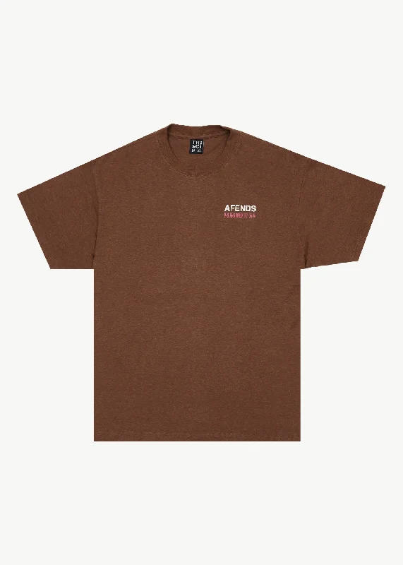 AFENDS Mens Programmed To Grow - Graphic Boxy T-Shirt - Toffee Sleek Women's Metallic