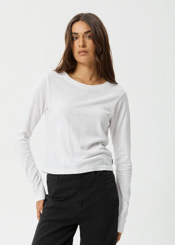 AFENDS Womens Elevate - Long Sleeve Tee - White Practical Women's Quick - dry