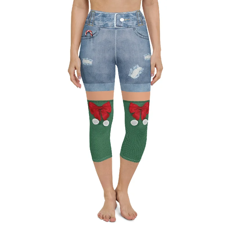 Christmas Denim Shorts Yoga Capris Luxurious Women's High -  end