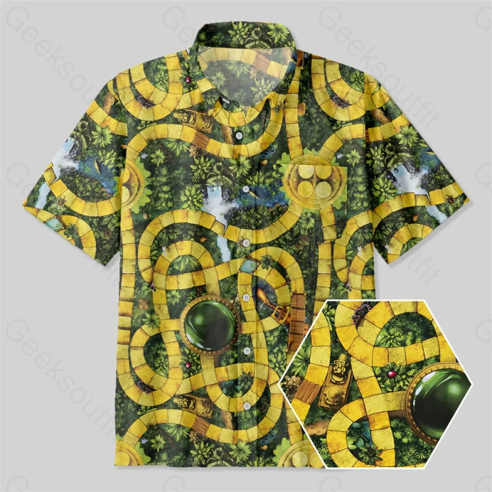 Jumanji Jungle Adventure RPG Game Button Up Pocket Shirt Trendy Women's Oversized
