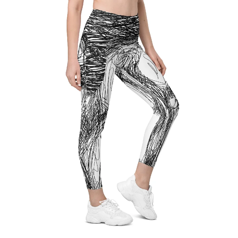 Hand Drawn Leggings With Pockets Sophisticated Women's Tailored