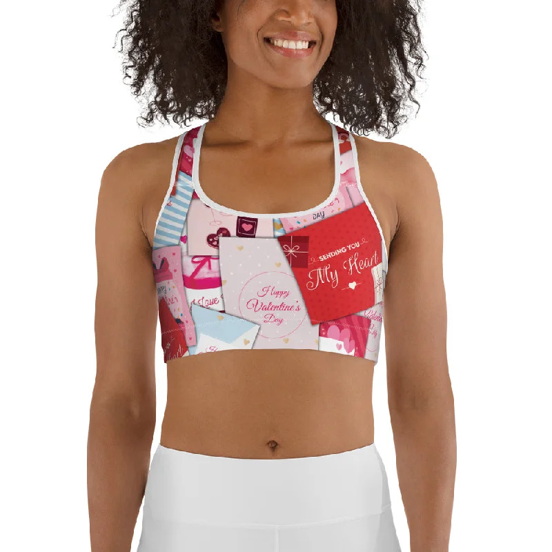 Valentine's Day Cards Sports Bra Cool Women's Skate
