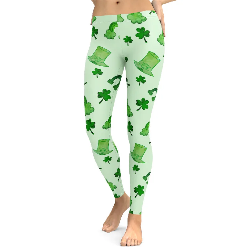 Watercolor St. Patrick's Day Leggings French