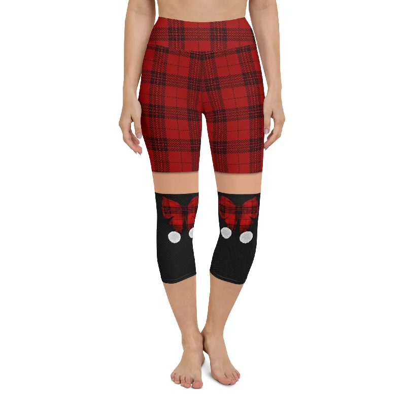 Tartan Shorts Yoga Capris Elegant Women's 