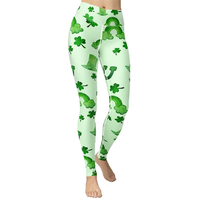 Watercolor St. Patrick's Day Yoga Leggings Sophisticated Women's 