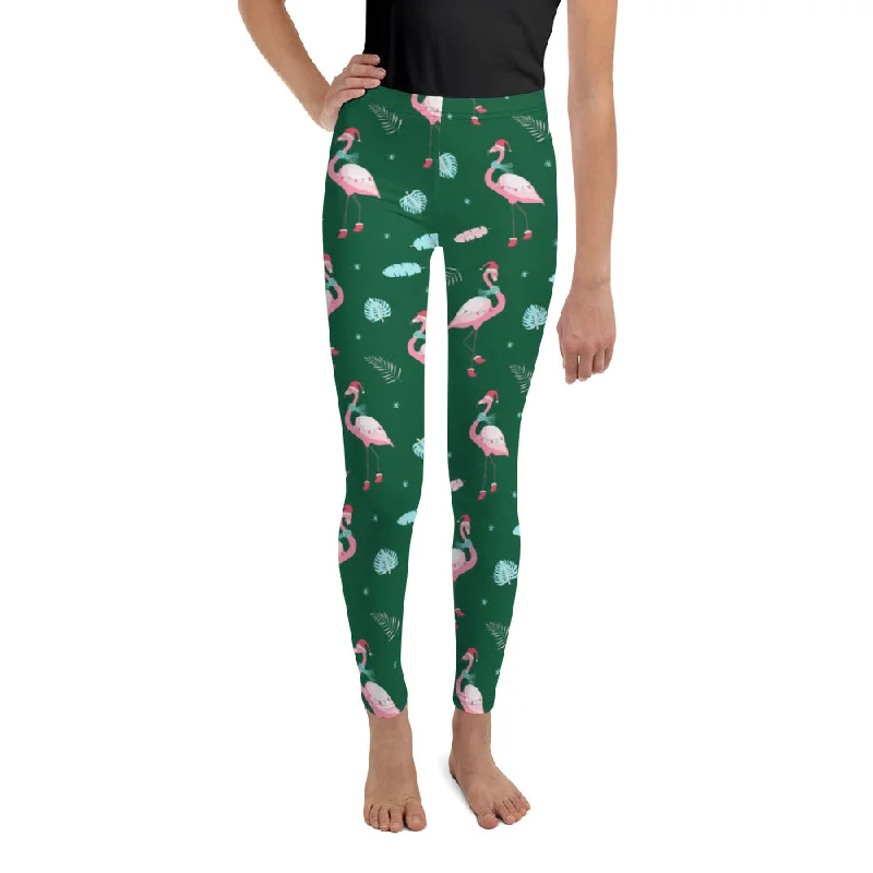 Christmassy Flamingos Youth Leggings Edgy Women's Punk