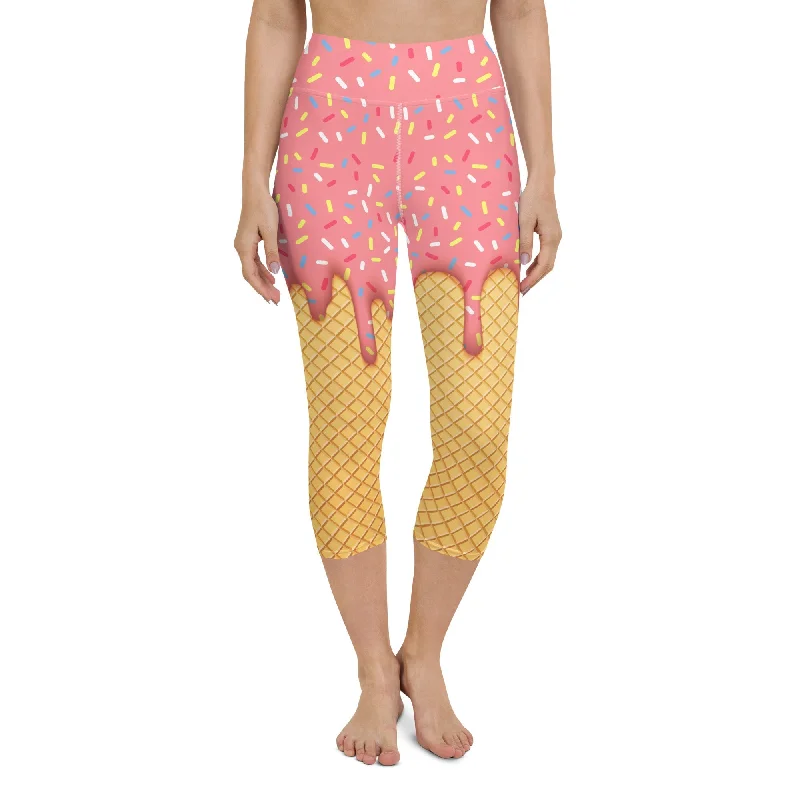 Dripping Ice Cream Yoga Capris Rugged Women's Outdoor 