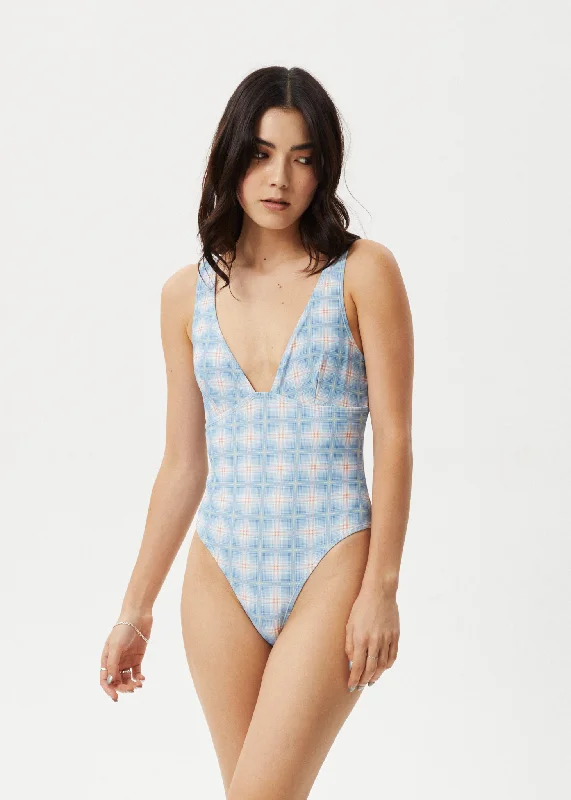 AFENDS Womens Position - Check One Piece - Lake Check Sleek Women's Metallic