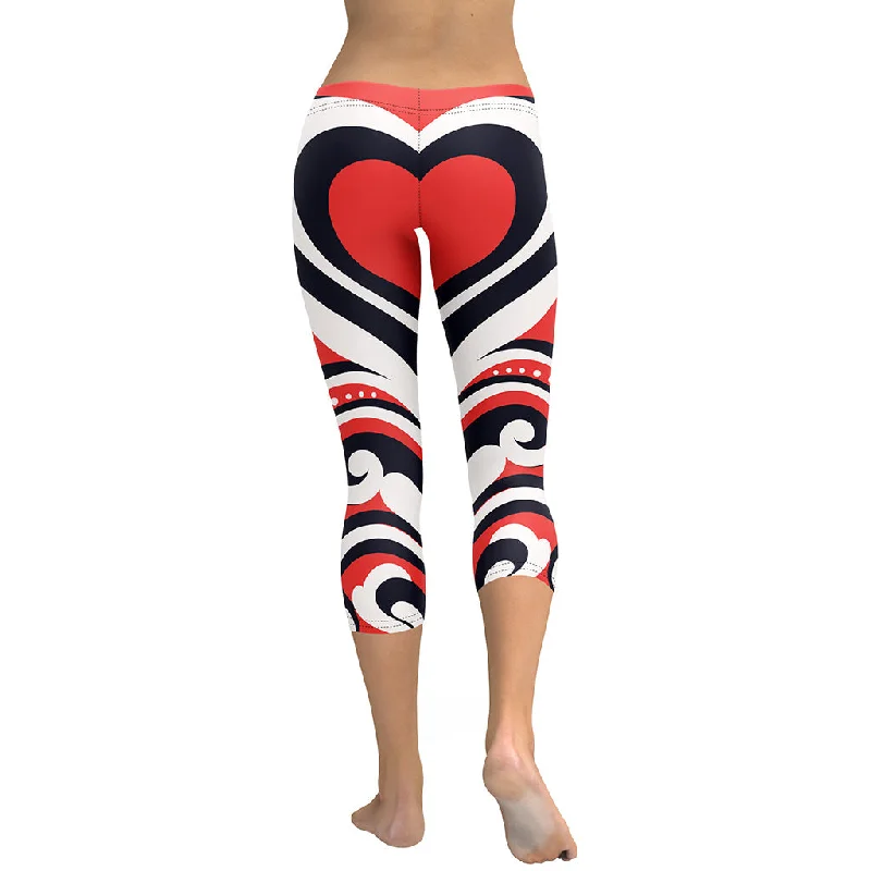 Swirl Heart Shaped Capris Casual Women's Loose - fitting