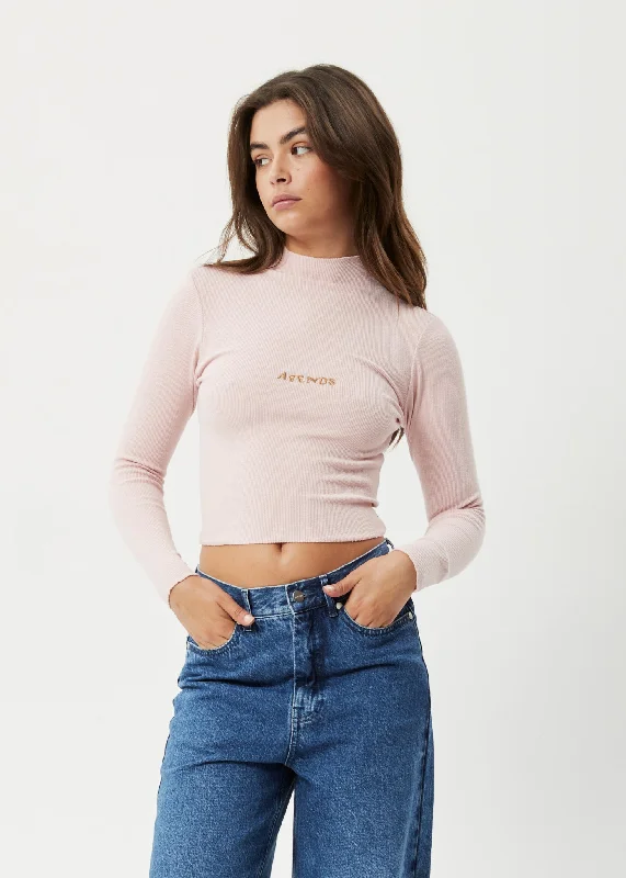 AFENDS Womens Daze Iconic - Ribbed Long Sleeve Top - Lotus Athletic Women's 