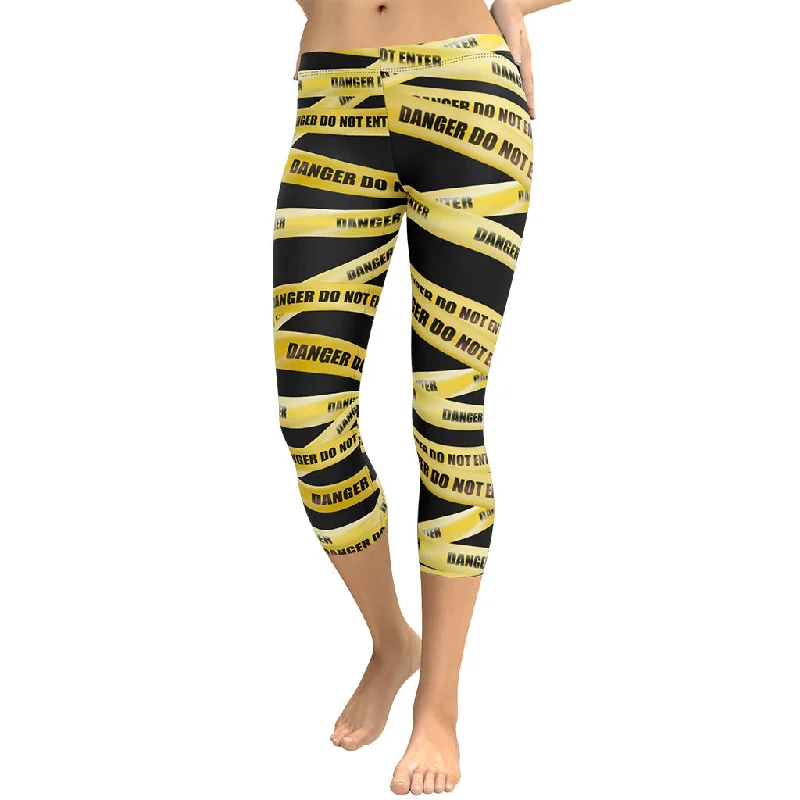 Yellow Tape Capris Sleek Women's Metallic