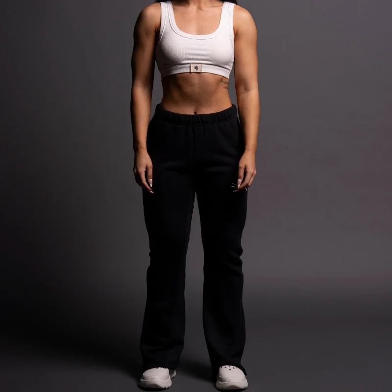 Dual She Flare Sweat Pants in Black Traditional Women's 