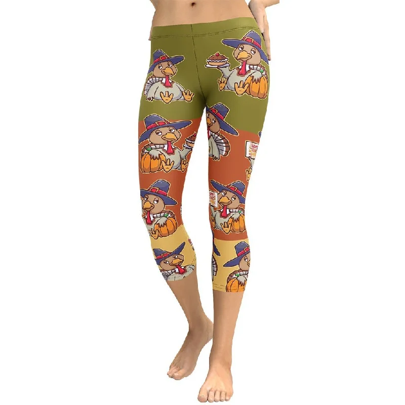 Colorful Turkey Print Capris Refined Women's Classic 