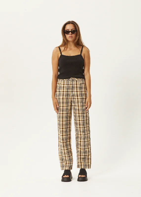 AFENDS Womens Check Out Shelby - Pants - Moonbeam Check Minimalist Women's Casual