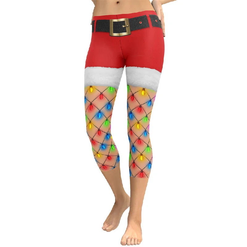 Christmas Lights Shorts Capris Modern Women's 