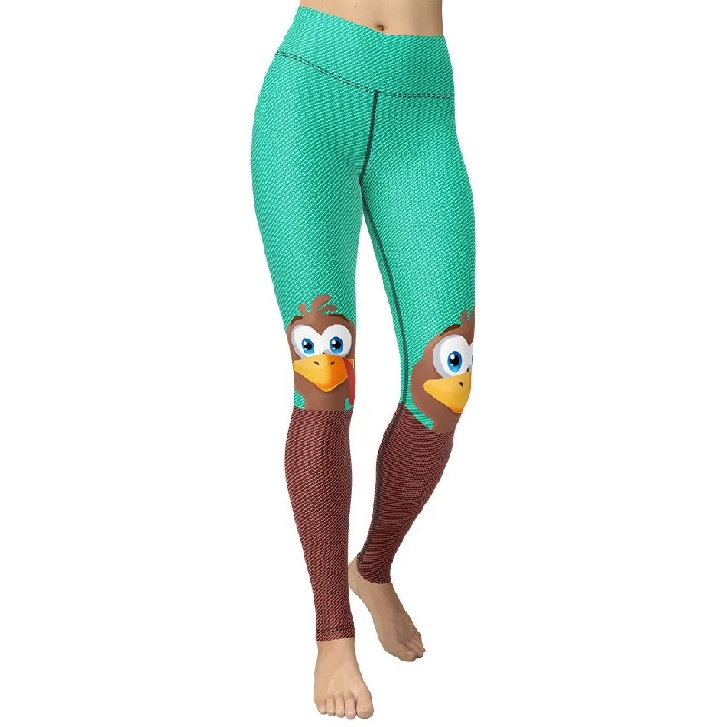 Peeking Turkey Yoga Leggings Youthful Women's Pop