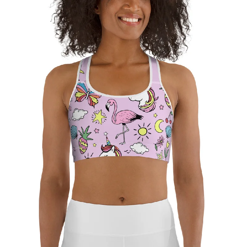 Unicorn Print Sports Bra Artistic Women's Avant - 