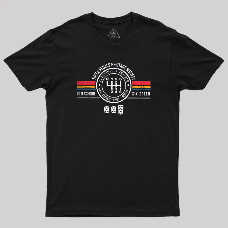 Three Pedals Heritage Society Geek T-Shirt Streetwear Style for 