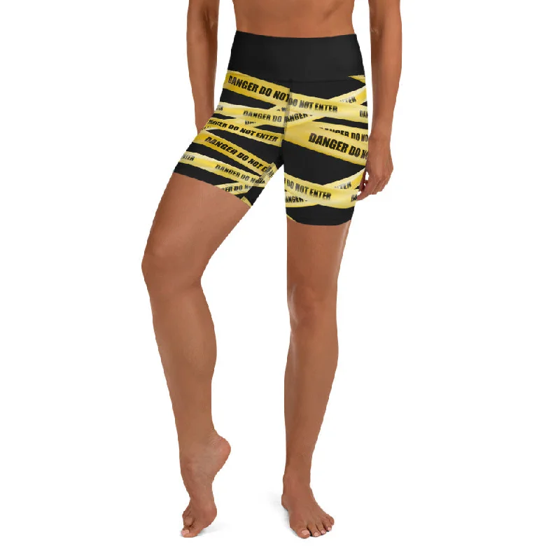 Yellow Tape Yoga Shorts Dynamic Women's High - energy
