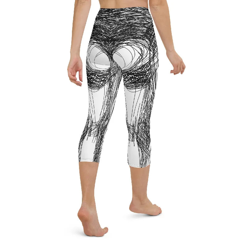 Hand Drawn Yoga Capris Hip Women's Retro