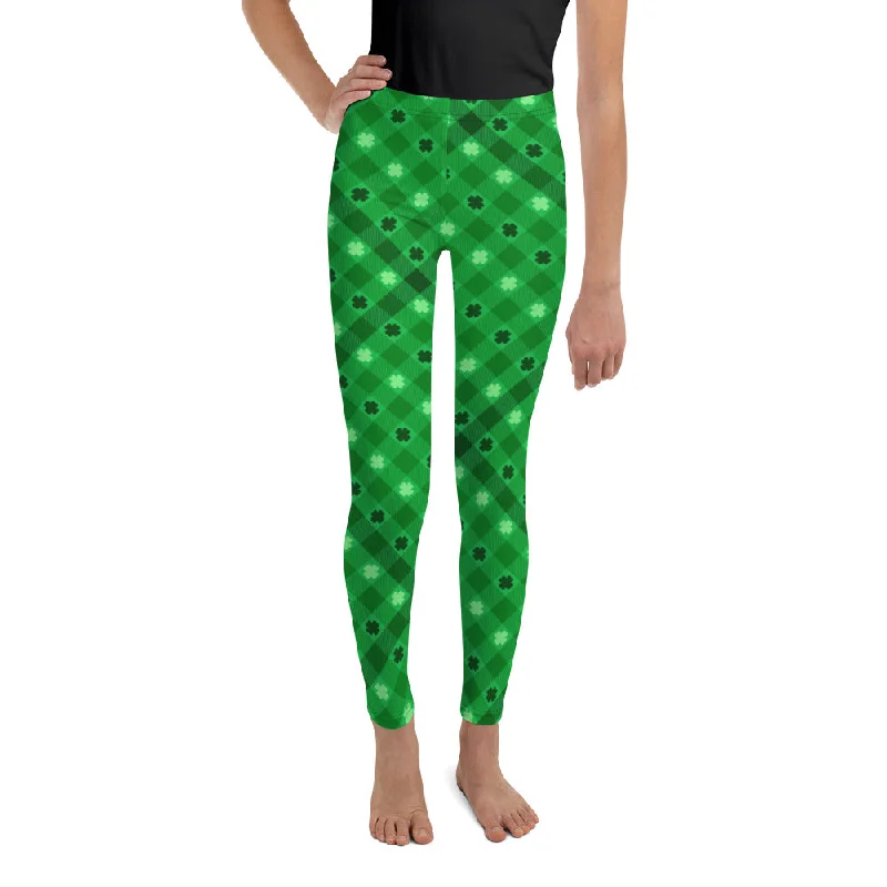 St. Patrick's Day Plaid Youth Leggings Earthy Women's Hemp - based