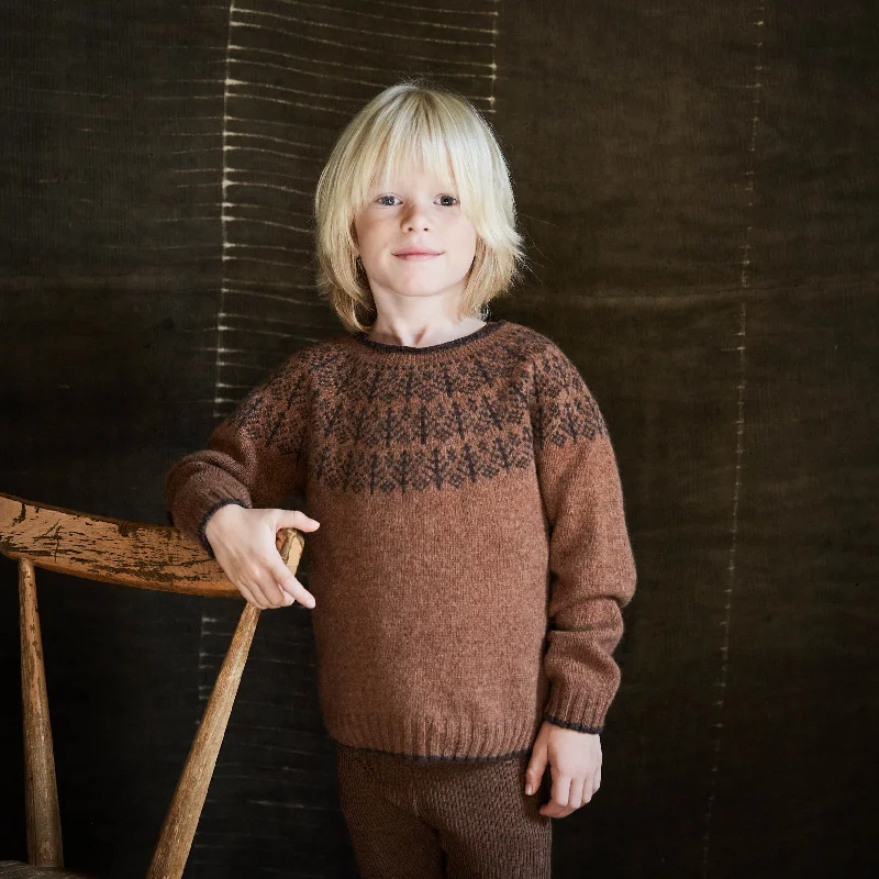 Winter Fairisle Sweater - Lambswool - Hazelnut Classic Women's Tweed