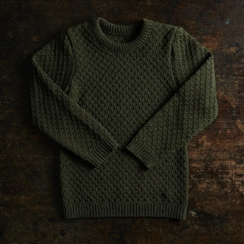 Merino Wool Aran Jumper - Olive Practical Women's Multi - 