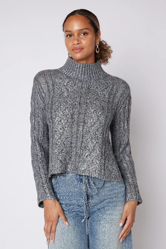 SALE - Keira Turtleneck Cable Sweater Bold Women's Statement