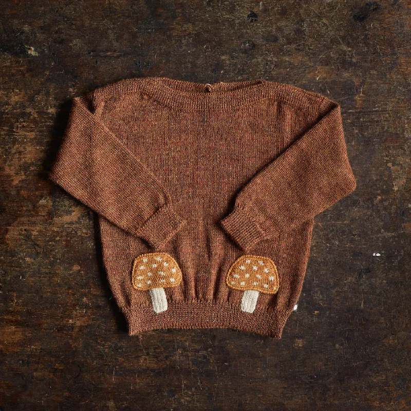 Alpaca Mushroom Pocket Sweater - Hazelnut Polished Women's Silk