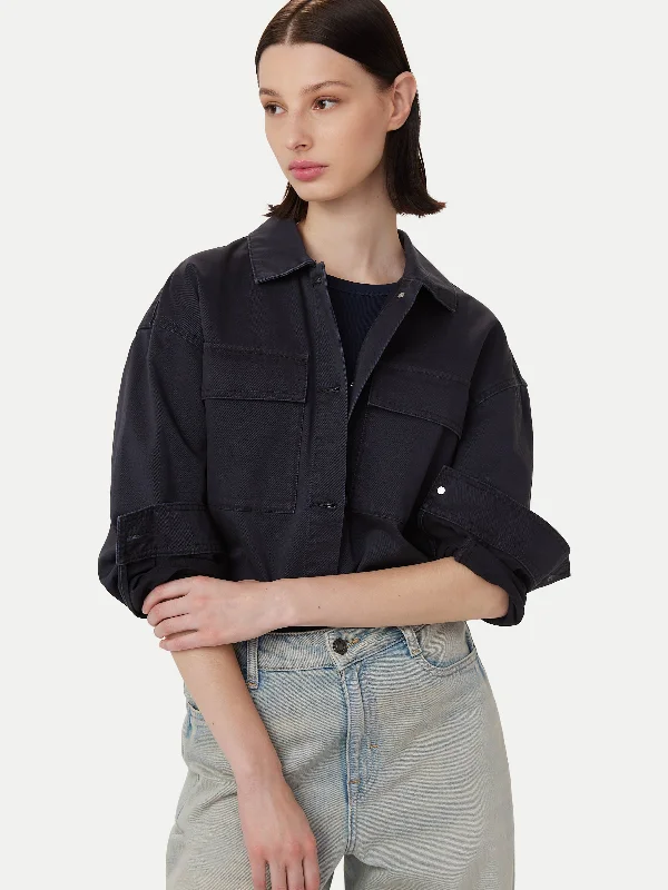 The Twill Overshirt in Dark Navy Earthy Women's 