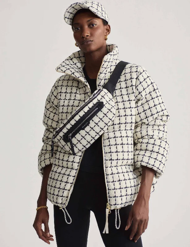 Eugene Check Puffer - Egret Mono Check Sporty Women's Athleisure 
