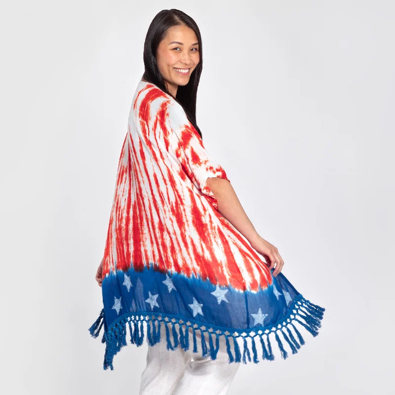 Stars & Stripes Handcrafted Lightweight Kimono Sophisticated Women's 
