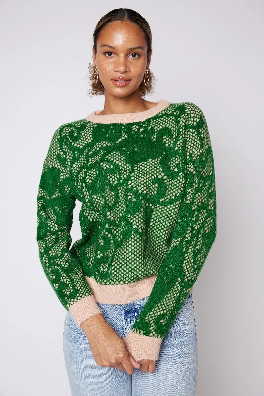 SALE - Michaela Lace Knit Pattern Sweater Unique Women's Upcycled