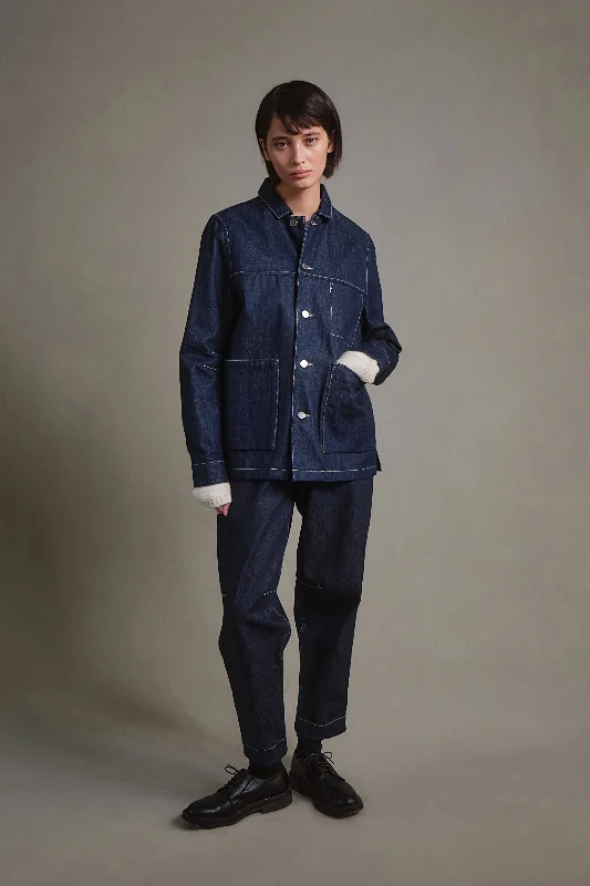 THE CARPENTER JACKET / ORGANIC DENIM INDIGO Trendy Women's Oversized