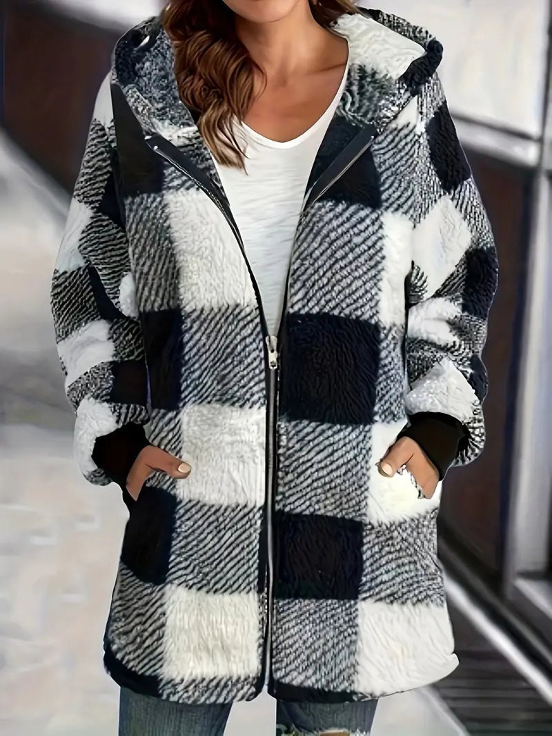 Mary™ Cozy Plaid Jacket Disco
