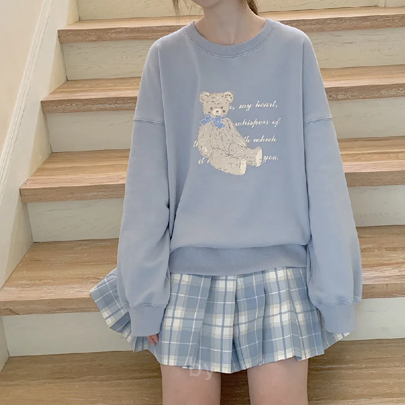 TEDDY BEAR COTTON LOOSE SWEATSHIRT BY290916 Refined Women's Velvet