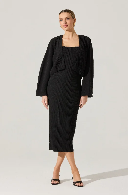 Ribbed Midi Dress & Shrug Set Contemporary 