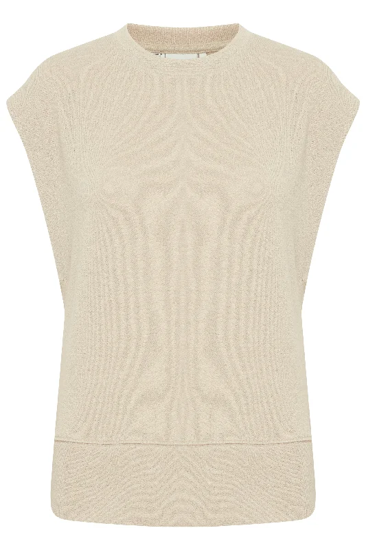 Ichi Nadea Knit Cap Sleeve Sweater Earthy Women's Hemp - based
