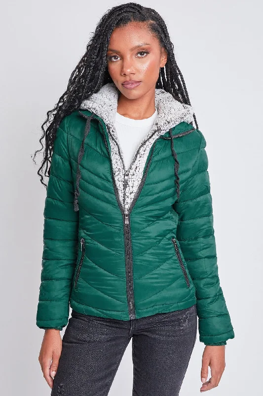 Women's Winter Puffer Jacket with Detachable Fur Hoodie Business