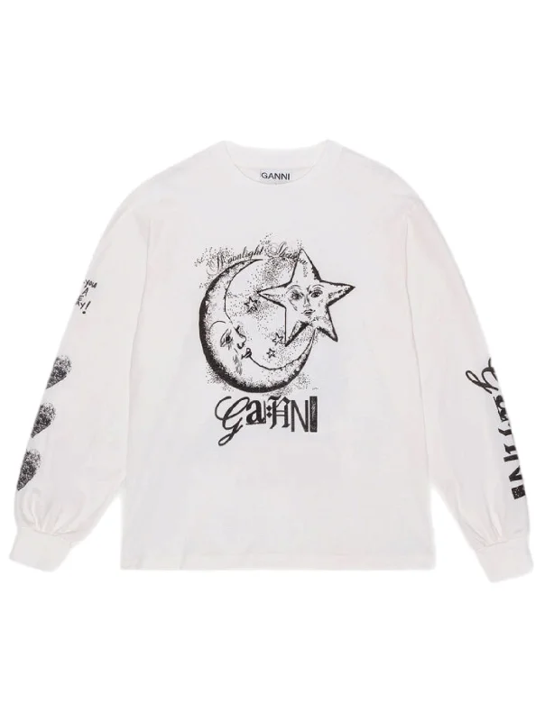 Ganni Future Heavy Jersey Moon Long Sleeve T-Shirt Cool Women's Skate
