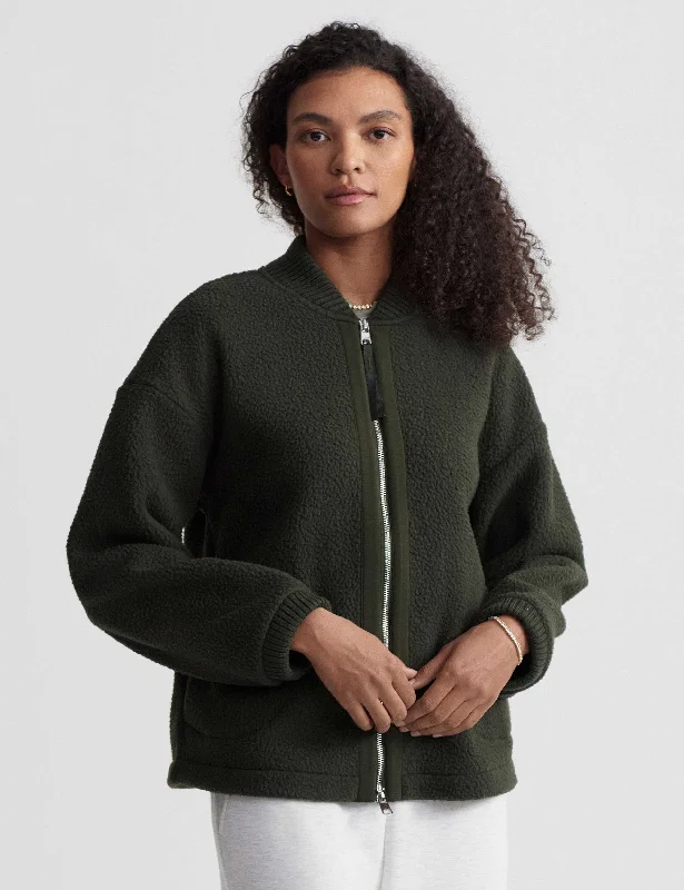 Willmont Patch Pocket Fleece - Dark Resin Green Cozy Women's Winter