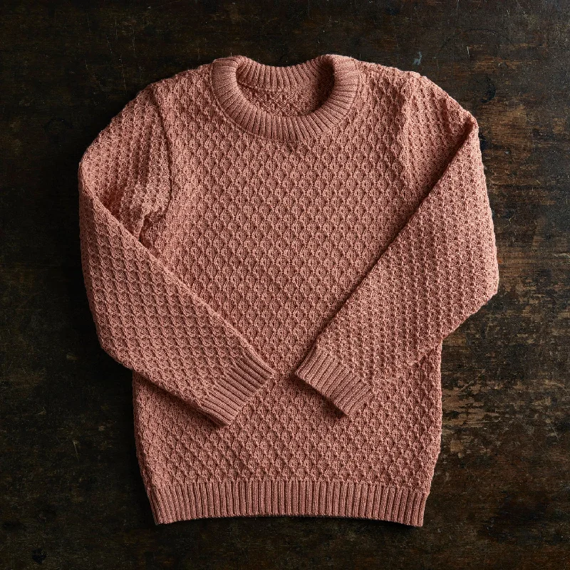 Merino Wool Aran Jumper - Rose Artistic Women's Avant - 