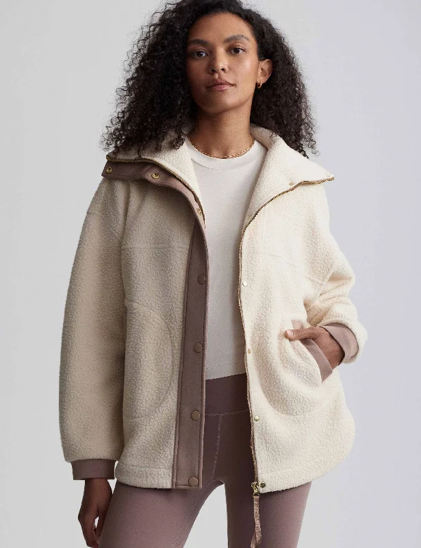 Tatton Fleece Jacket - Cool Sand Casual Women's Loose - fitting
