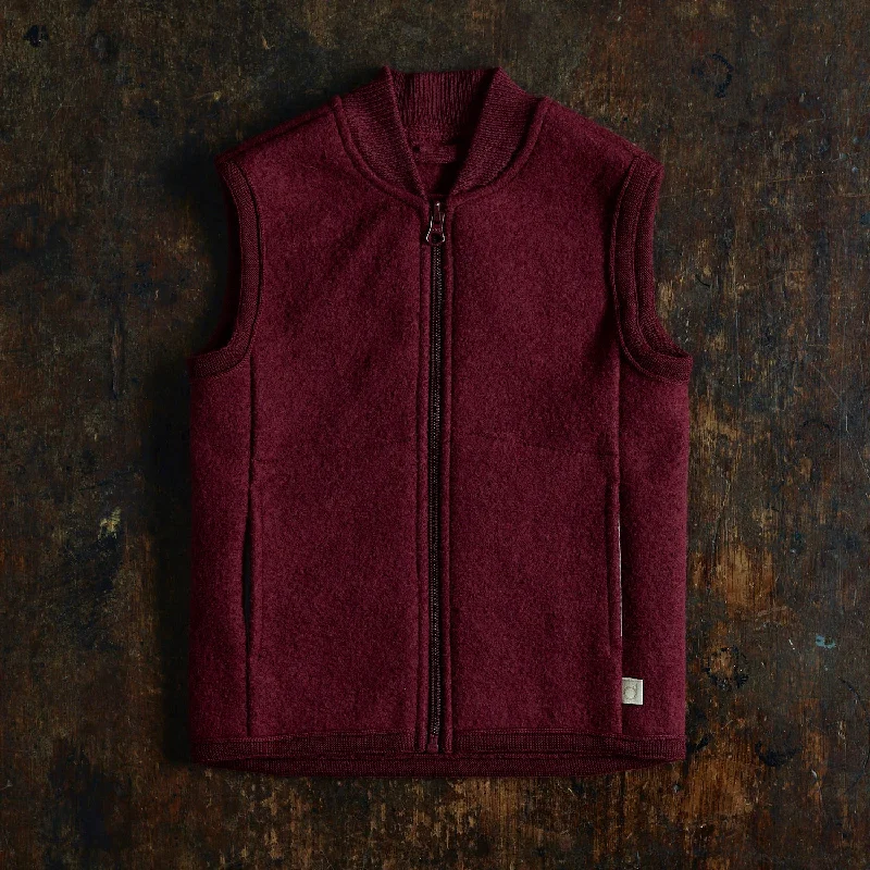Boiled Merino Wool Zip Vest - Cassis Rugged Women's Outdoor 