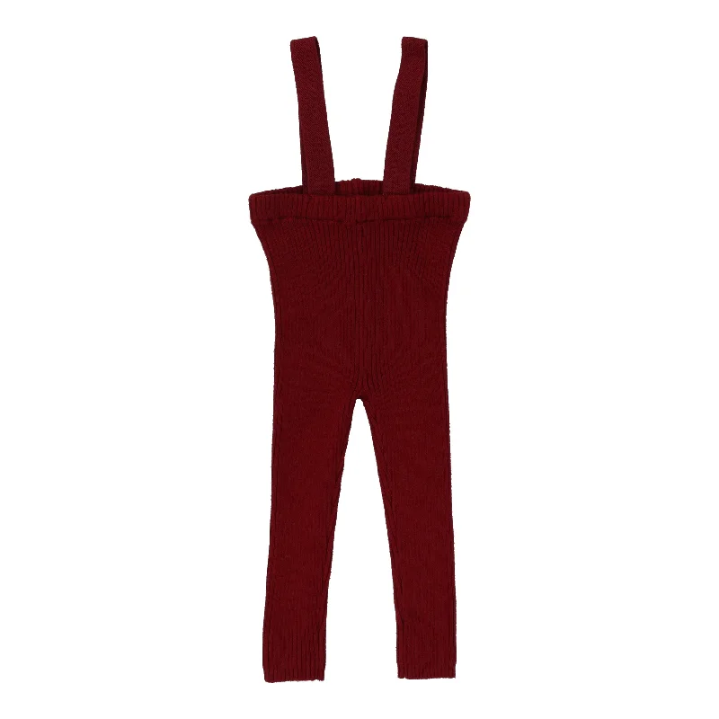 Analogie By Lil Legs Knit Suspender Leggings Deep Red British Gentlewoman Style