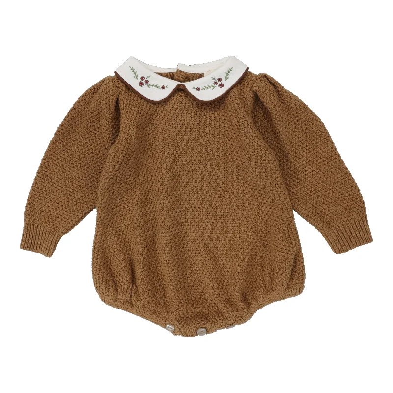 Analogie By Lil Legs Girls Knit Romper Camel Gym