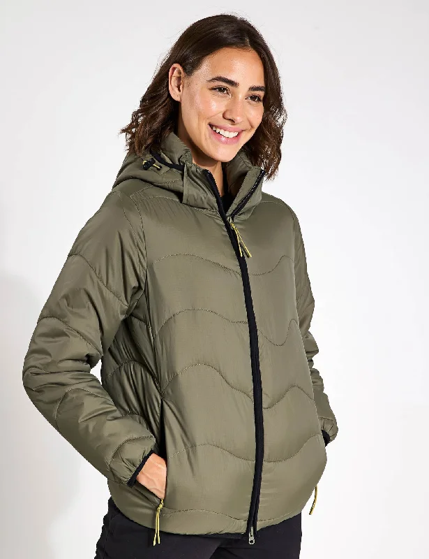 Stormwear Quilted Hooded Puffer Jacket - Dark Khaki Confident Women's Power