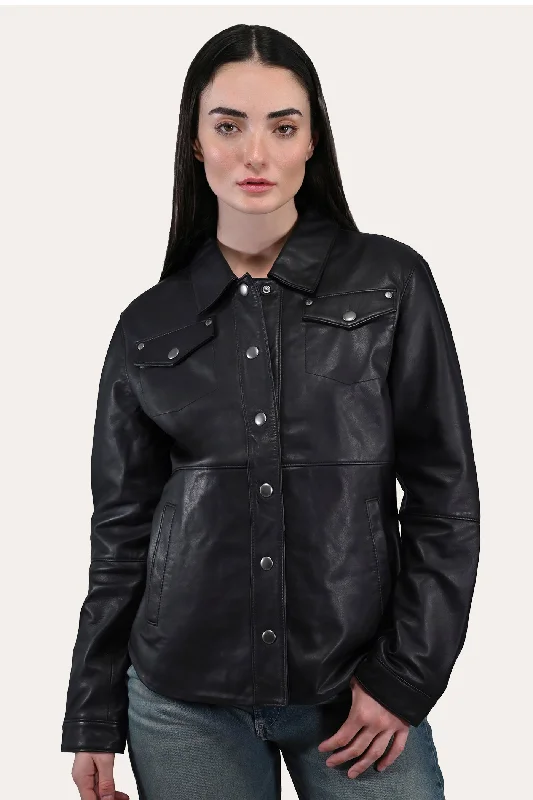 Frye Black Leather Shirt Unique Women's Upcycled