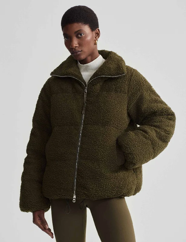 Wilkins Sherpa Puffer Jacket - Dark Olive Bold Women's Statement