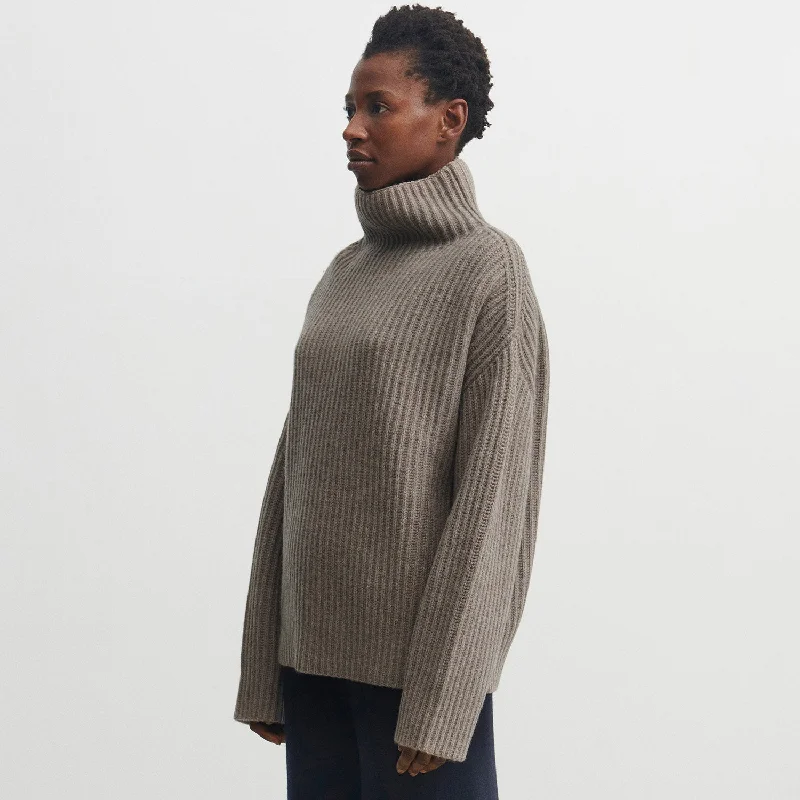 Womens Lambswool Rib Sweater - Hazel Melange Cozy Women's Winter